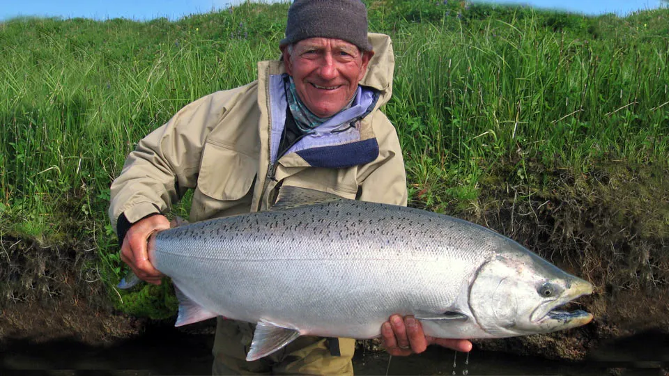 Angler with bright Chinook