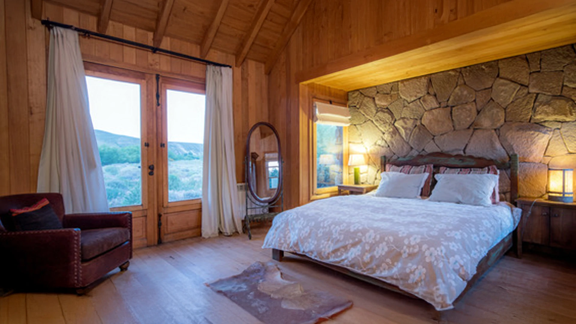 Bedroom at the RiverHouse along the Chimehuin River.