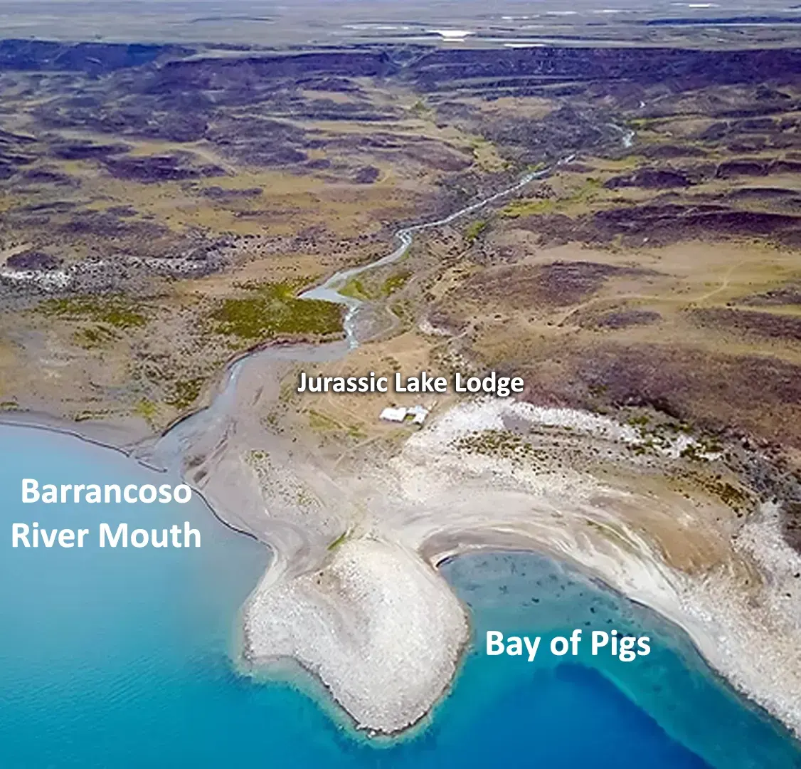 The mouth of the Barrancoso River as it enters into Jurassic Lake in Argentina is one of the best spots on the lake for giant rainbows.