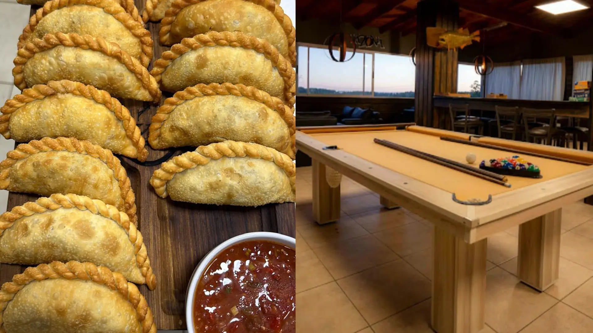 Appetizers and Pool Table Appetizers and pool table at La Zona Double in Argentina.