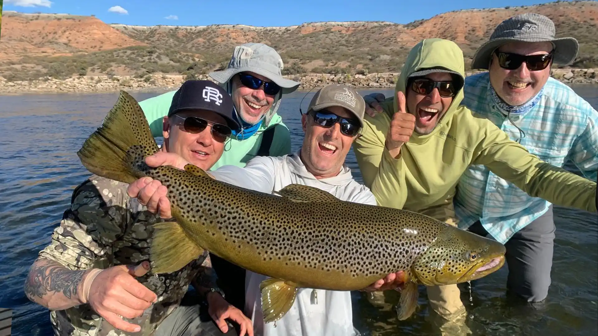 Guided fishing for brown trout and rainbows on the Limay River in Argentina.