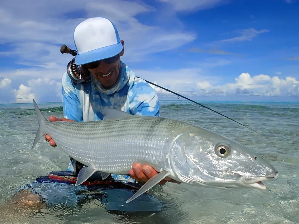 For excellent Christmas Island bonefishing, stay at The Villages - one guide per angler.