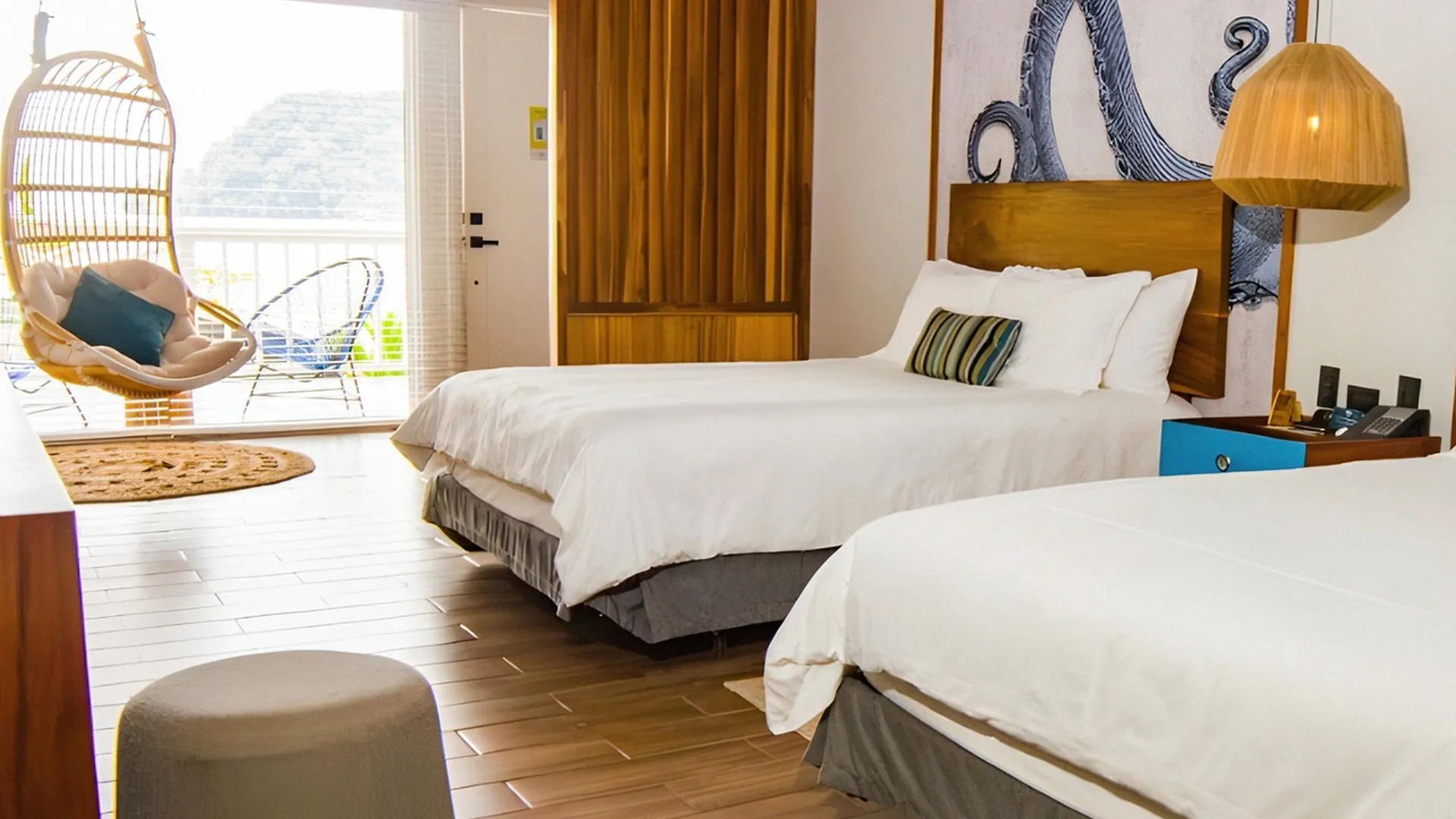 Jurassic Lake Lodge's great room overlooks Jurassic Lake.