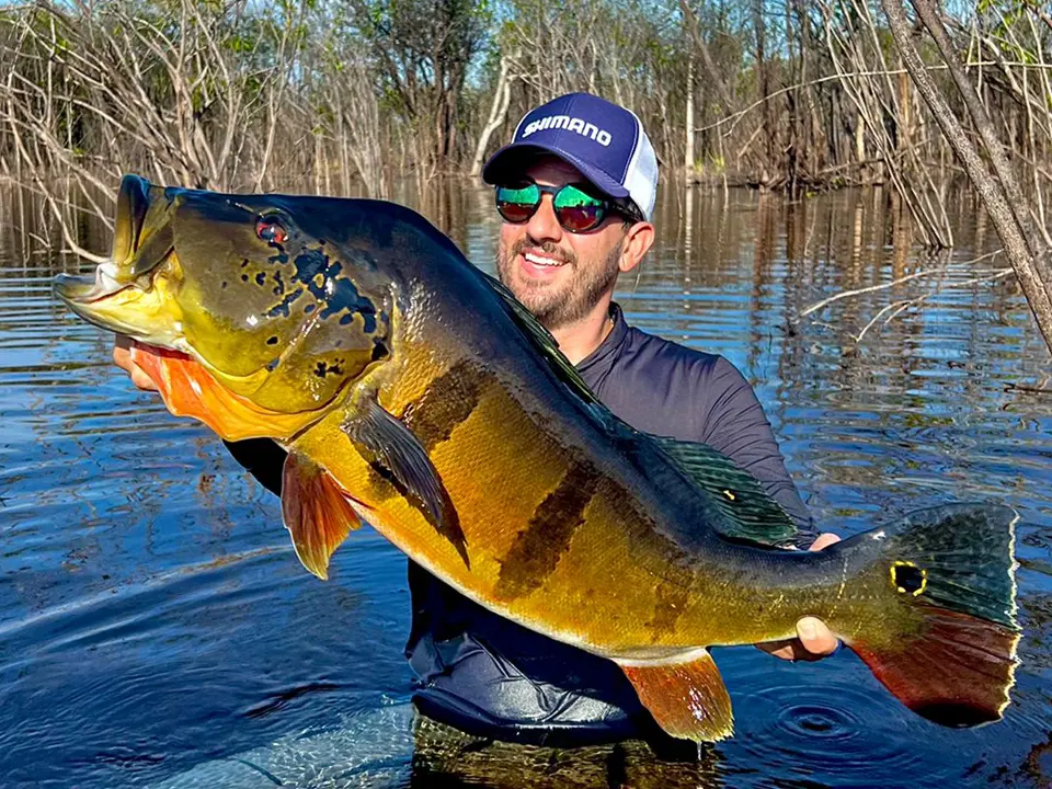 Fly or lure fish the Rio Negro with River Plate Anglers for Peacock Bass and stay in floating cabins.
