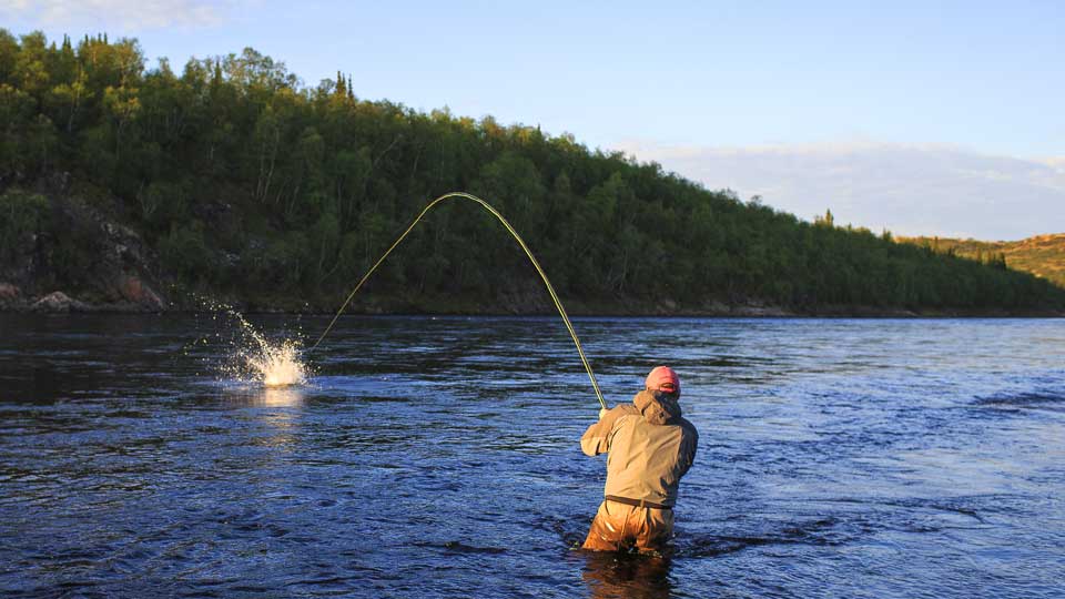 The Ponoi River Angler with a Salmon on